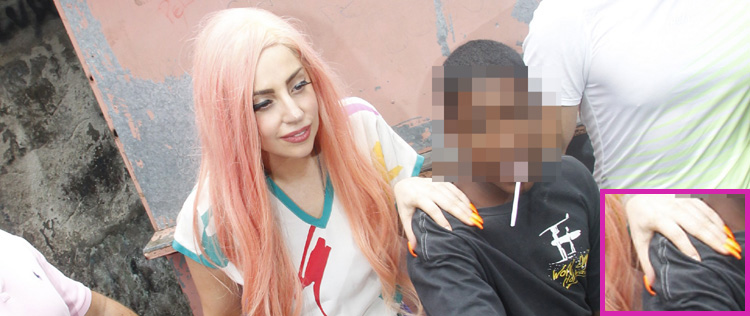 Lady Gaga perde unha em visita a comunidade carioca