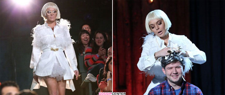 Lindsay Lohan aparece de surpresa em programa usando uma peruca
