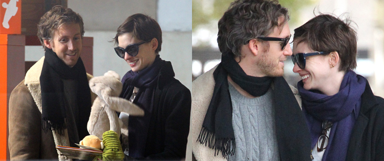 Anne Hathaway e o marido são flagrados em clima de romance