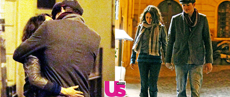 Ashton Kutcher e Mila Kunis se beijam em Roma