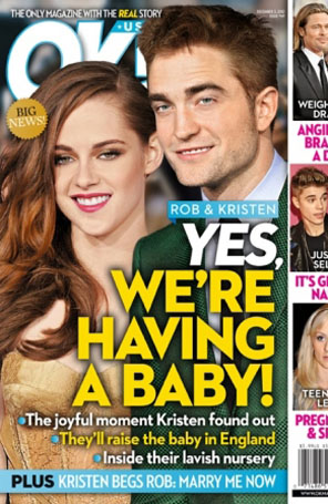 Kristen Stewart está grávida de Robert Pattinson, diz revista