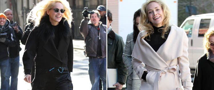 Sharon Stone é clicada descabelada em <I>set</i>