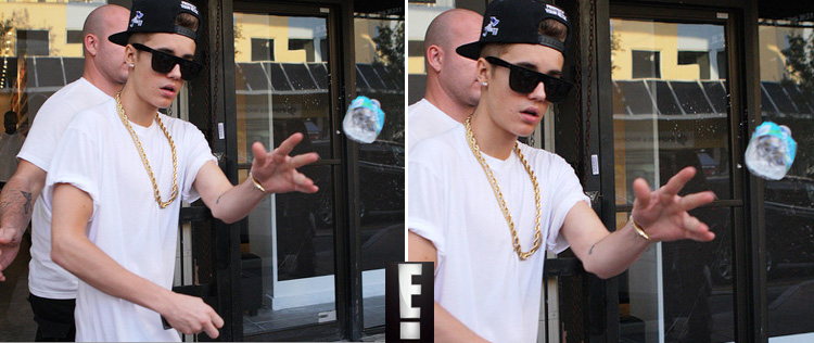 Justin Bieber joga garrafa de água em <I>paparazzi</i>