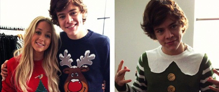 Em clima de Natal, Harry Styles usa suéteres festivos