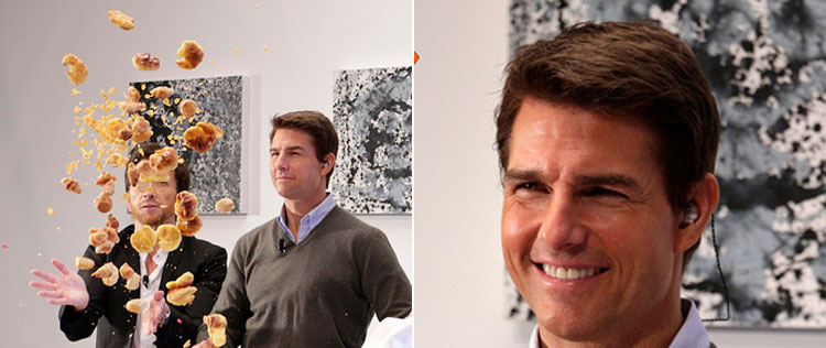 Tom Cruise joga comida para o alto na TV