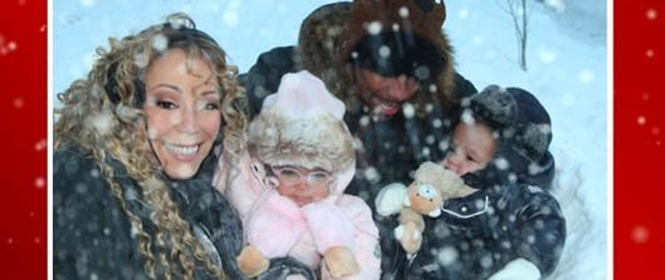 Mariah Carey posta foto com sua família no meio da neve