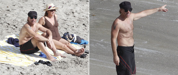 Jon Bon Jovi curte praia ao lado da esposa