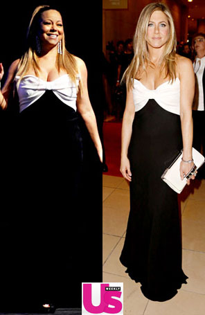 Mariah Carey usa o mesmo vestido de Jennifer Aniston