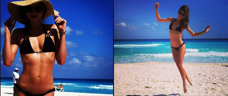 Miranda Kerr divulga fotos suas na praia e mostra a boa forma