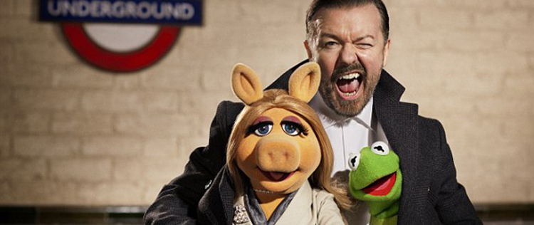 Ricky Gervais diz que filme dos <i>Muppets</i> é melhor do que trabalhar com De Niro