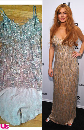 Lindsay Lohan devolve vestido emprestado para evento rasgado