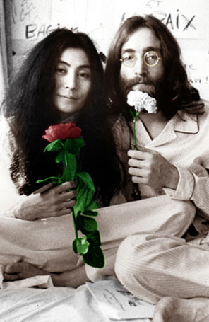 Yoko Ono posta mensagens de paz para lembrar o seu casamento com John Lennon