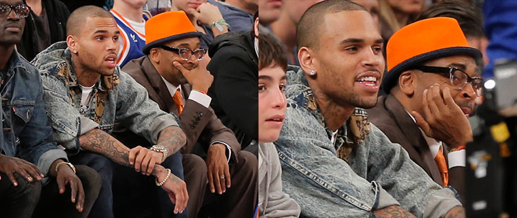 Sem Rihanna, Chris Brown acompanha jogo de basquete