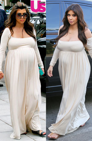 Kim Kardashian usa o mesmo vestido maternidade que a irmã, compare!
