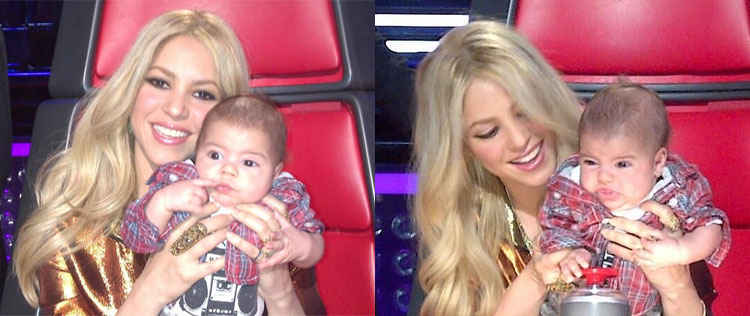 Shakira posta foto com Milan nos bastidores do <i>The Voice</i>