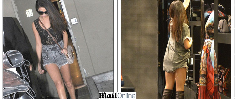 Selena Gomez troca de roupa em loja e abusa da transparência