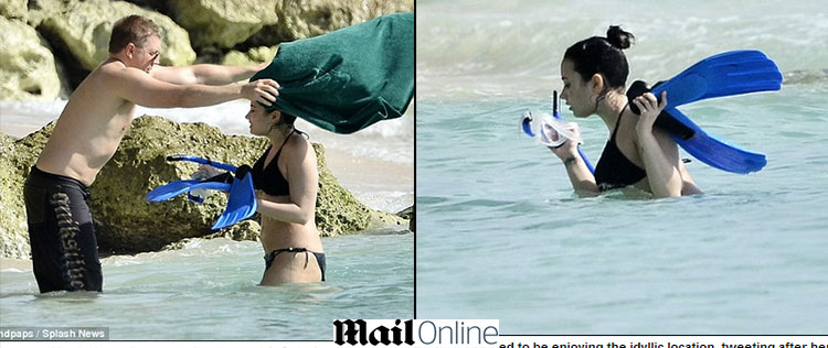 Demi Lovato curte dia na praia de biquíni