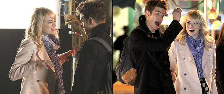 Emma Watson e Andrew Garfield fazem caretas um para o outro