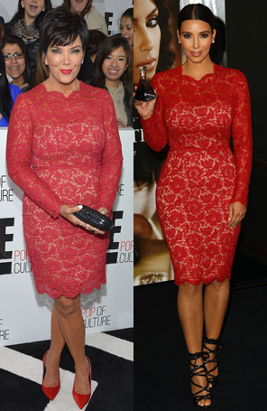 Mãe de Kim Kardashian usa o mesmo vestido que a filha. Compare!