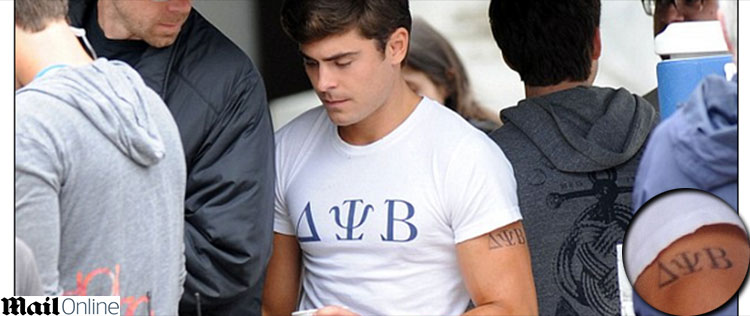 Zac Efron aparece tatuado em <i>set</i> de filme