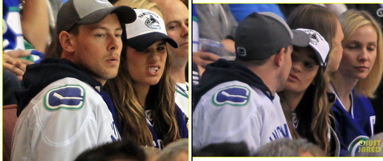 Lea Michele e Cory Monteith assistem a jogo juntos