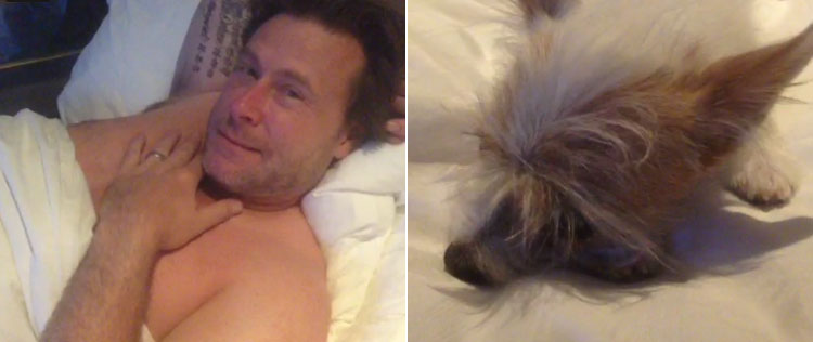 Tori Spelling divide o quarto com o marido, os filhos, um cachorro e uma galinha