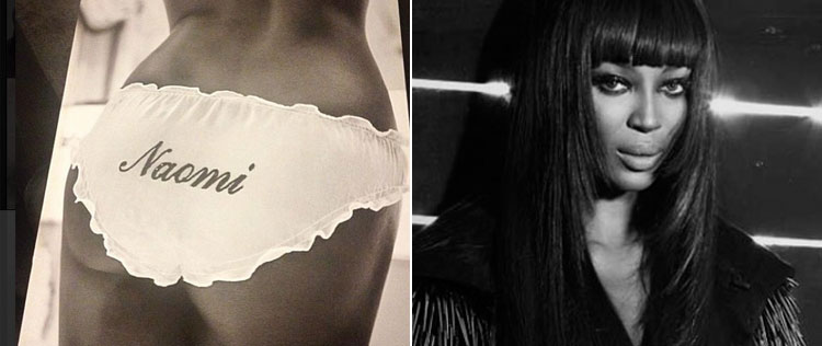 Naomi Campbell posa só de calcinha e dá close no <i>derrière</i>