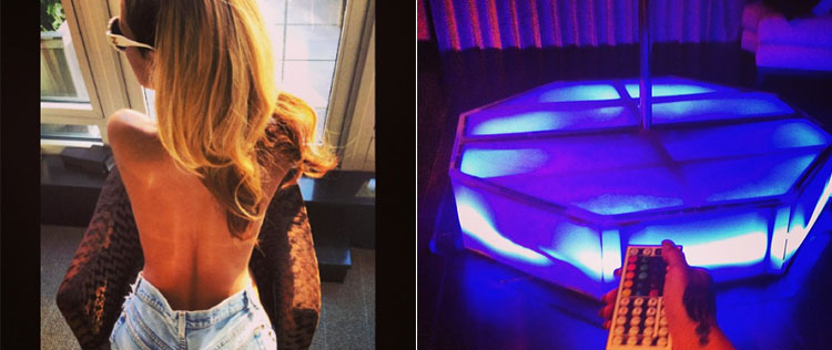Rihanna posa só de <i>shorts</i> e mostra barra de <i>pole dance</i>