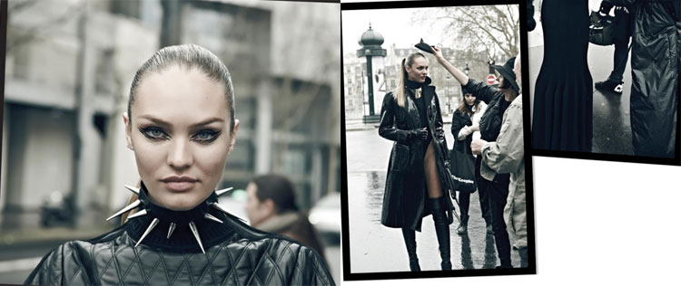Candice Swanepoel vira gatinha gótica para ensaio