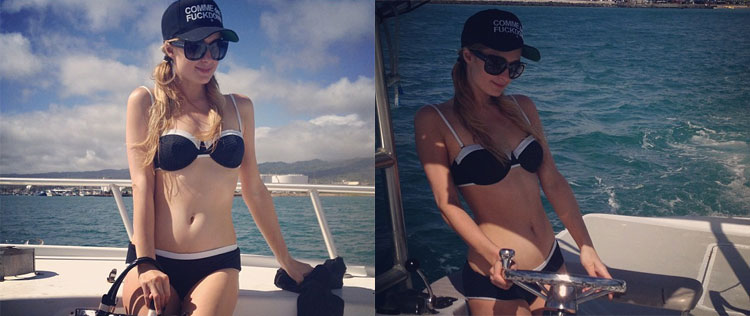 Paris Hilton mostra a boa forma de biquíni