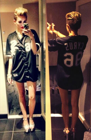 Miley Cyrus posta foto provocante usando camisa de time
