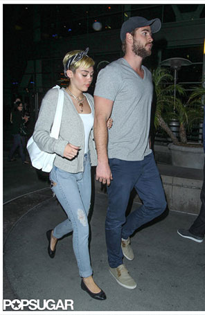 Miley Cyrus e Liam Hemsworth vão juntos ao cinema