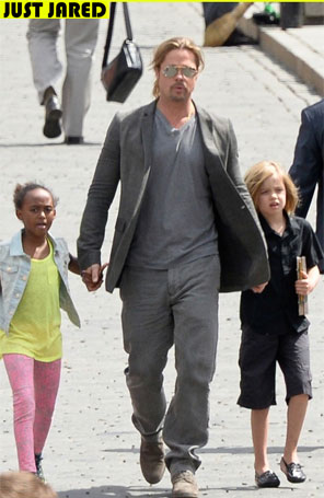 Após cancelar vinda ao Brasil, Brad Pitt passeia com os filhos