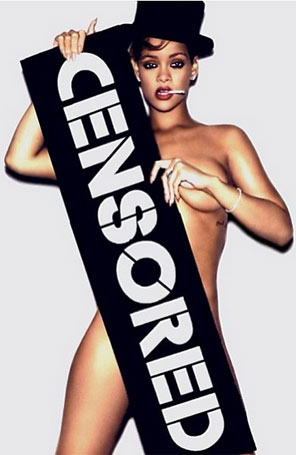 Rihanna divulga uma foto sua completamente nua, mas com placa de censura