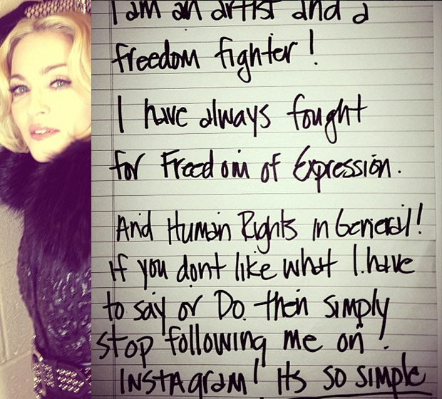 Madonna se irrita no <i>Instagram</i>