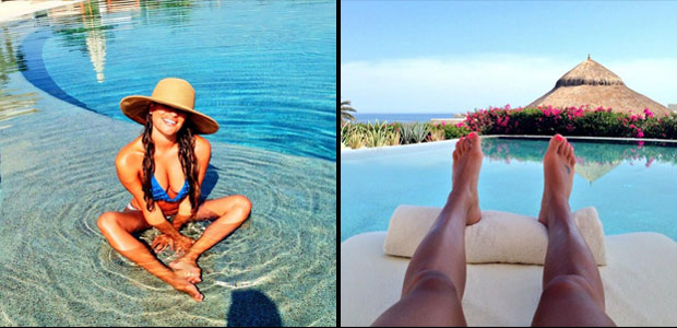 Lea Michele relaxa na piscina e posta foto de biquíni, veja aqui!