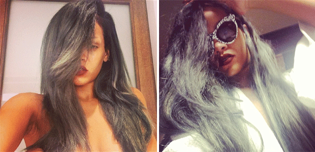 <i>Cinza é o novo preto</i>, diz Rihanna sobre cor dos cabelos