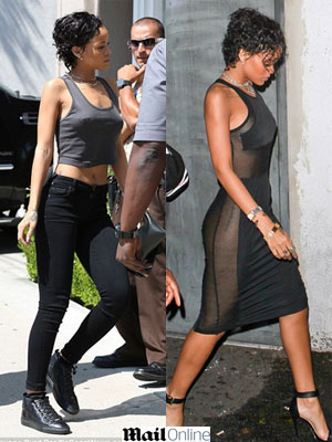 Rihanna é fotografada sem sutiã e depois sem calcinha