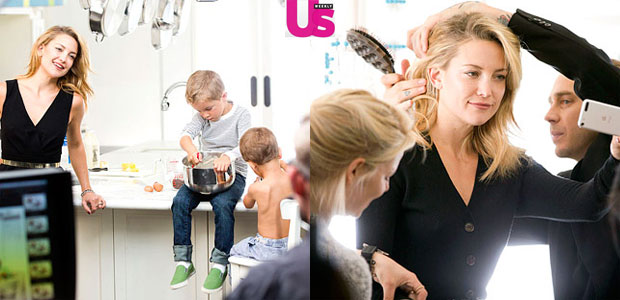 Kate Hudson é clicada com seus sobrinhos para campanha