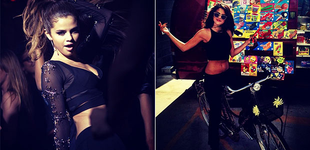 Selena Gomez exibe barriga sequinha em fotos