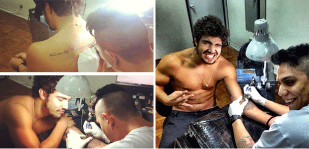 Caio Castro sofre fazendo tatuagem e posta foto, veja aqui!