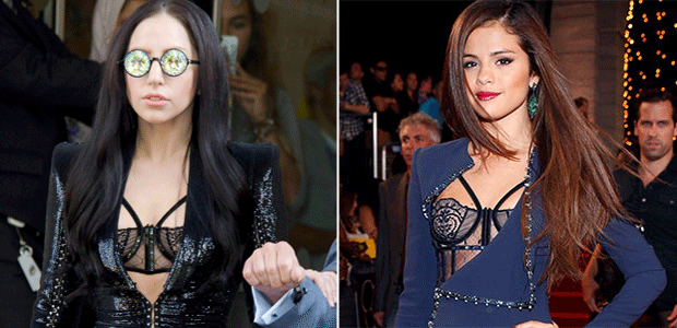 Lady Gaga usa sutiã parecido com o de Selena Gomez
