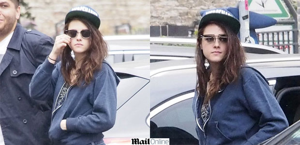Kristen Stewart usa óculos <i>fashion</i> nos bastidores de seu novo filme