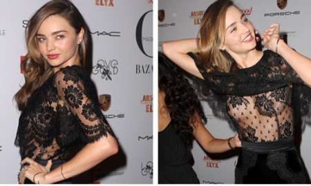 Miranda Kerr é traída pelo vestido e mostra demais em <i>premiére</i>