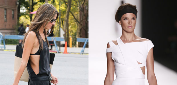 Alessandra Ambrósio anda com sutiã à mostra