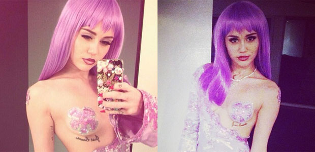 Fantasia de <i>Halloween</i> de Miley Cyrus deixa o seu seio à mostra