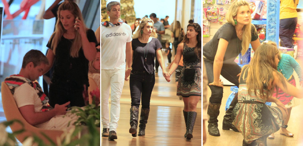 Flávia Alessandra passeia com a família em <i>shopping</i>
