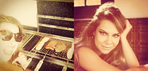 Fernanda Souza mostra as suas habilidades ao fazer churrasco