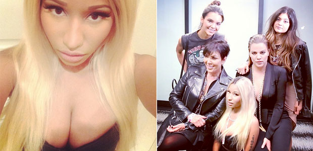 Com decotão, Nicki Minaj posa ao lado de Khloé Kardashian e irmãs Jenner