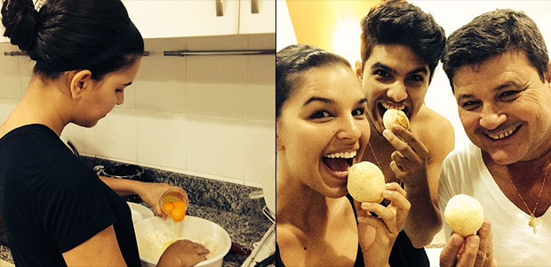 Mariana Rios mostra dotes culinários e faz pão de queijo